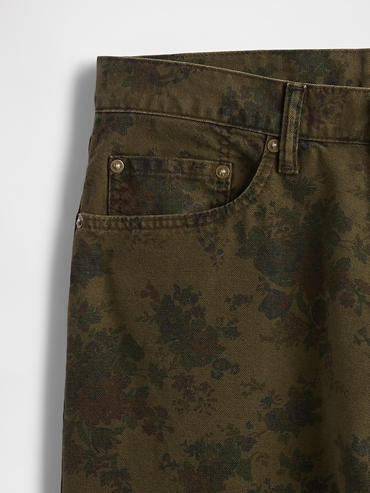 jeans larghi in tela floreale