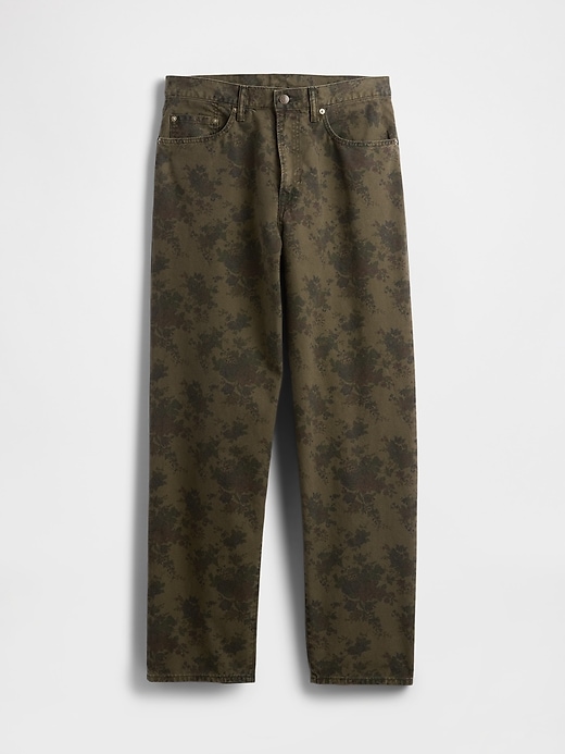 jeans larghi in tela floreale
