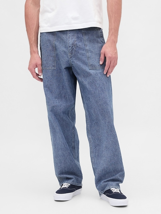 jeans larghi in chambray pesante