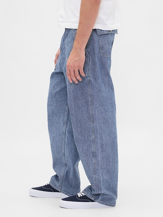jeans larghi in chambray pesante