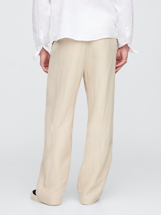 pantaloni larghi plissettati color cachi in lino e cotone anni 90