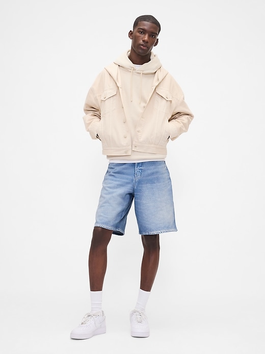 gap × bÉis pantaloncini larghi in denim lavorato a maglia per adulti