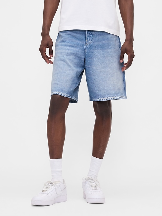 gap × bÉis pantaloncini larghi in denim lavorato a maglia per adulti