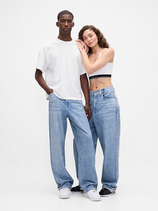 gap × jeans larghi in denim lavorato a maglia bÉis