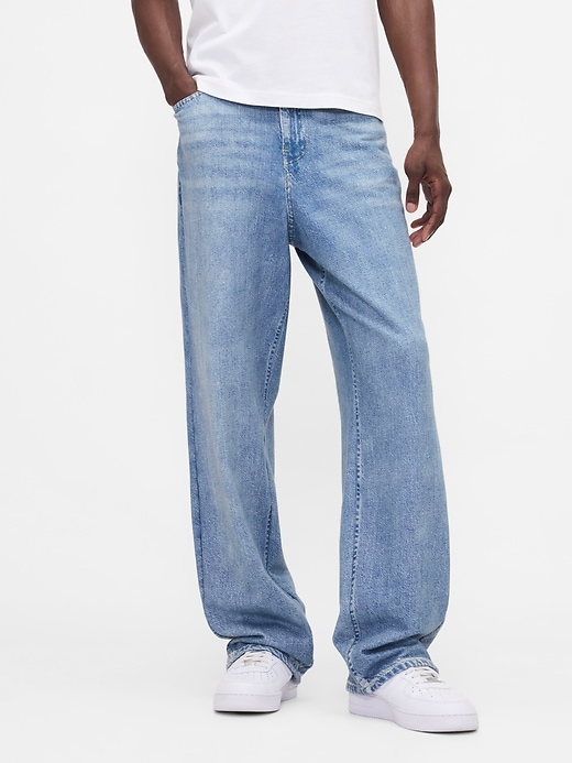 gap × jeans larghi in denim lavorato a maglia bÉis