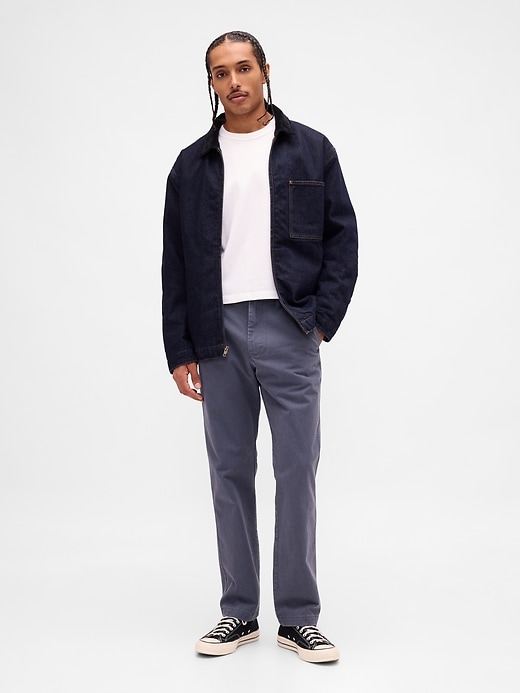 pantaloni cachi dritti e rilassati in twill pesante