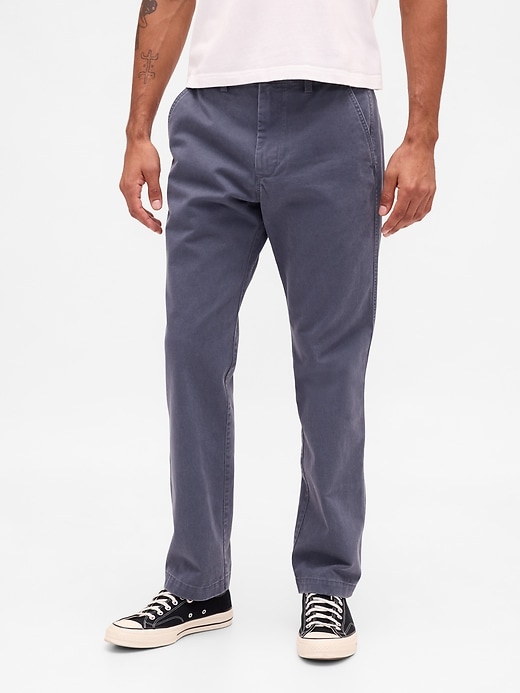 pantaloni cachi dritti e rilassati in twill pesante