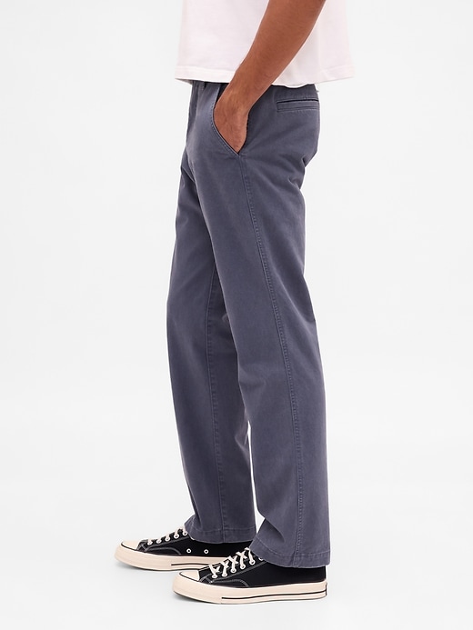 pantaloni cachi dritti e rilassati in twill pesante