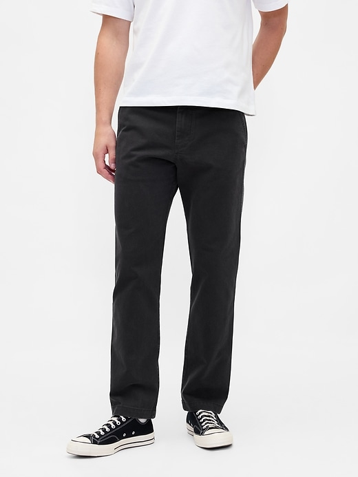 pantaloni cachi dritti e rilassati in twill pesante