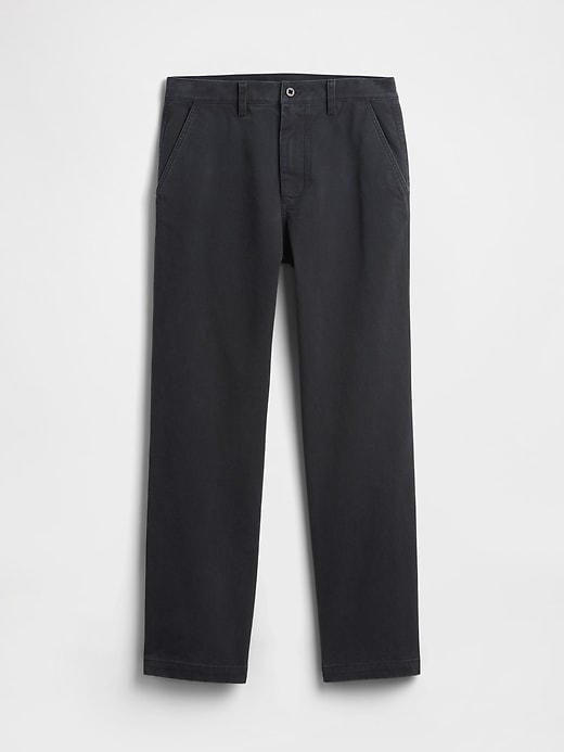 pantaloni cachi dritti e rilassati in twill pesante