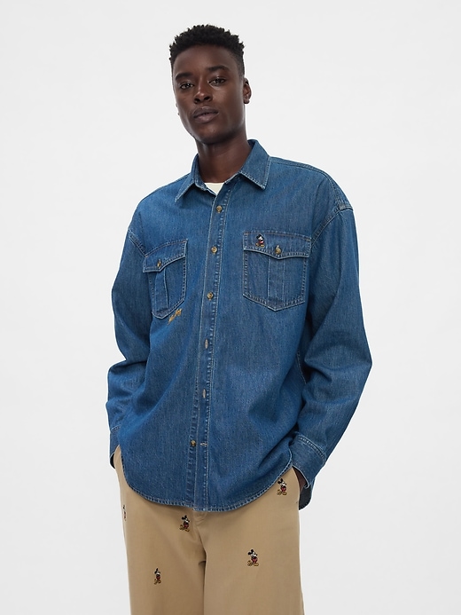 camicia western in denim gap × disney