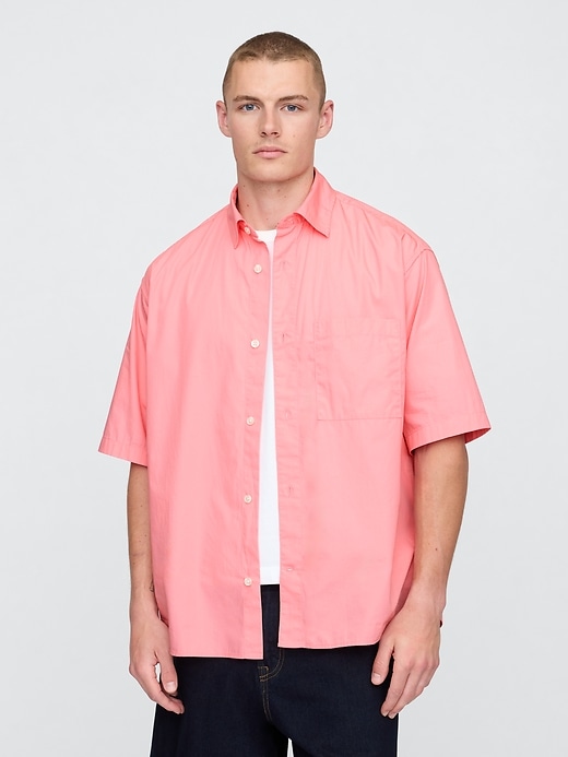 camicia oversize in popeline di cotone biologico