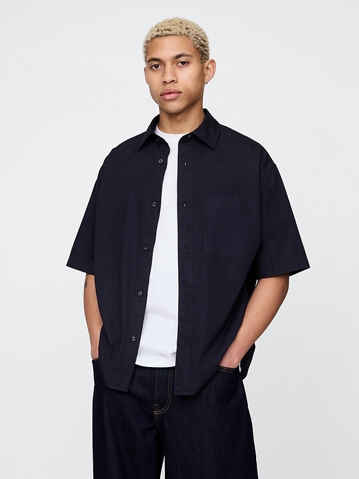 camicia oversize in popeline di cotone biologico