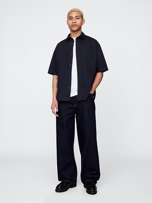 camicia oversize in popeline di cotone biologico