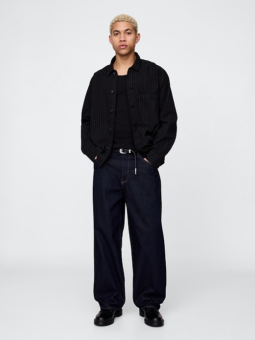 giacca a camicia a righe in denim