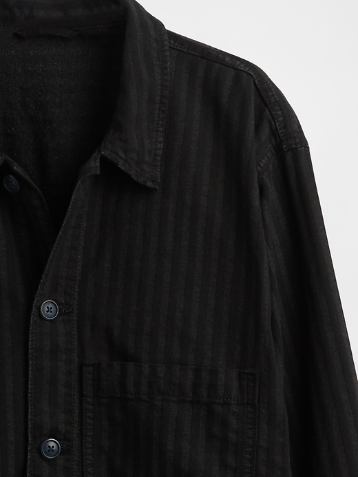 giacca a camicia a righe in denim