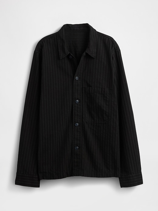 giacca a camicia a righe in denim