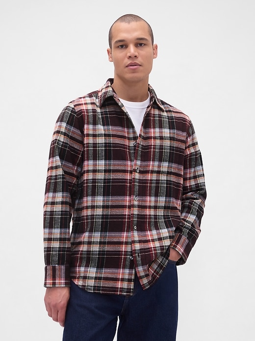 camicia in flanella rilassata in cotone biologico