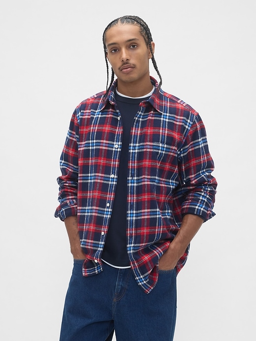 camicia in flanella rilassata in cotone biologico