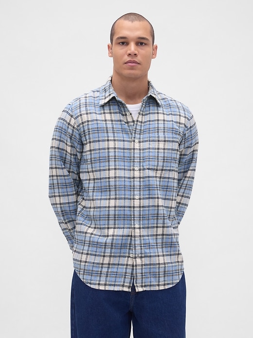 camicia in flanella rilassata in cotone biologico