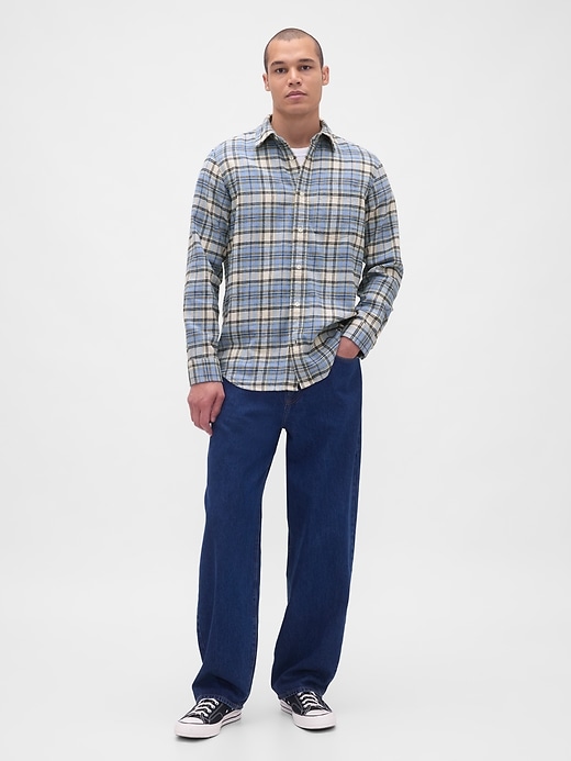 camicia in flanella rilassata in cotone biologico