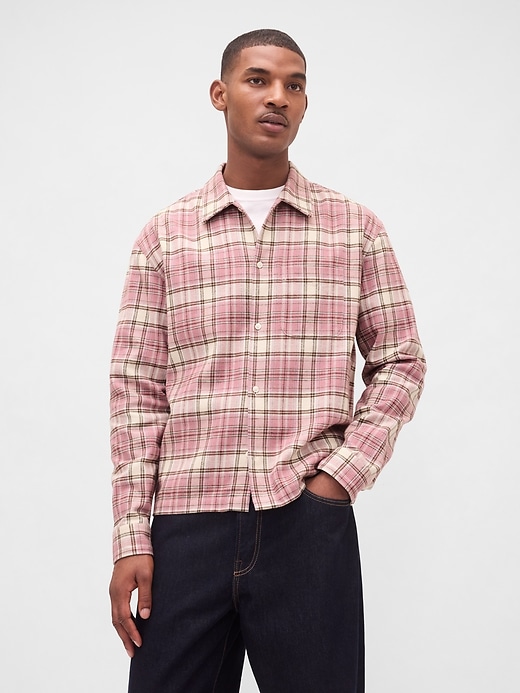 camicia in flanella rilassata in cotone biologico