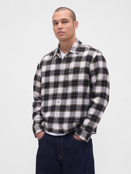 camicia in flanella rilassata in cotone biologico