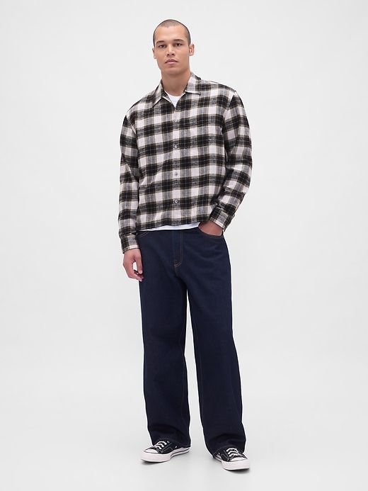camicia in flanella rilassata in cotone biologico