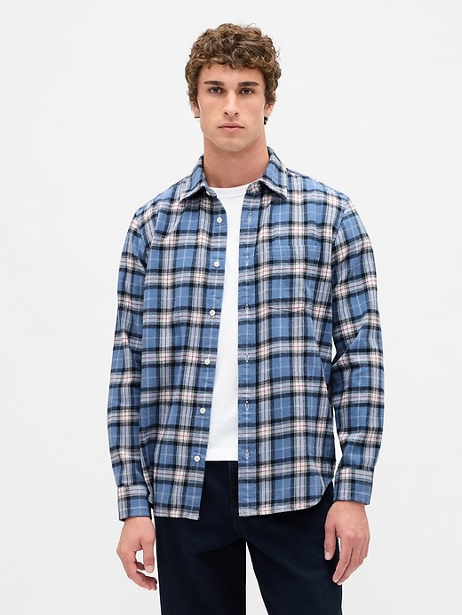 camicia in flanella rilassata in cotone biologico