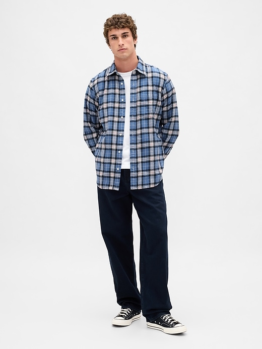 camicia in flanella rilassata in cotone biologico