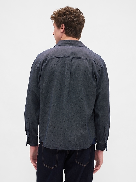 camicia grande a righe in denim
