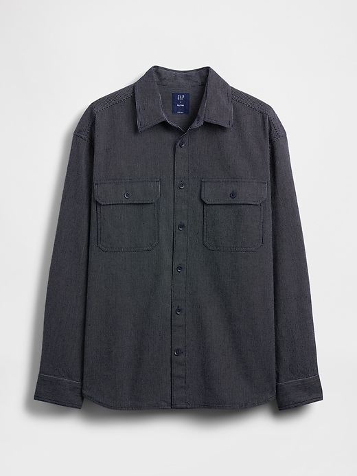 camicia grande a righe in denim