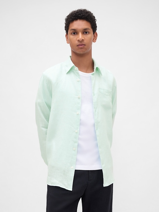 camicia classica in lino 100