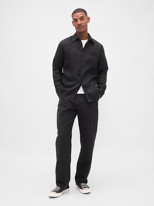 camicia classica in lino 100