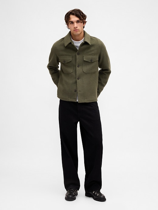 giacca-camicia rilassata in misto lana