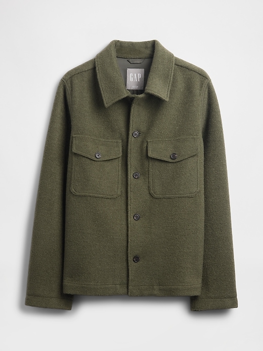 giacca-camicia rilassata in misto lana