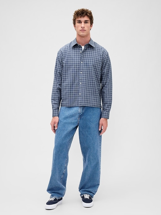 camicia oxford con orlo dritto e rilassata