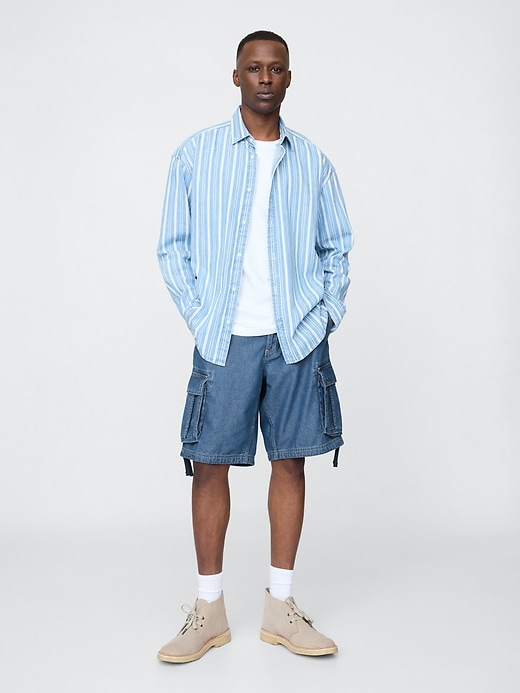 pantaloncini cargo larghi in denim da 11