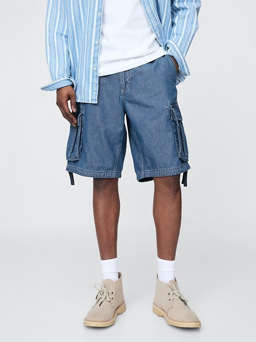 pantaloncini cargo larghi in denim da 11