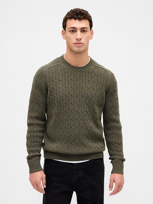 maglione a trecce in misto lana merino