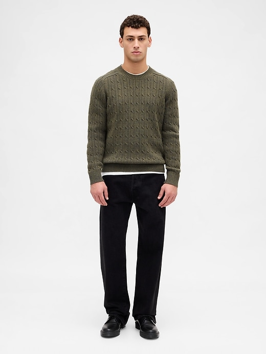 maglione a trecce in misto lana merino