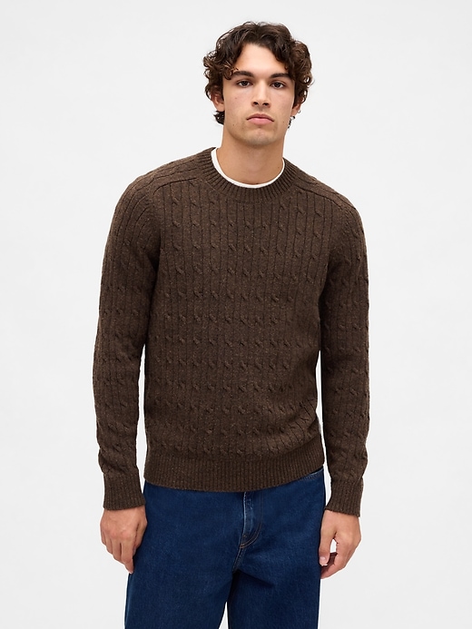 maglione a trecce in misto lana merino