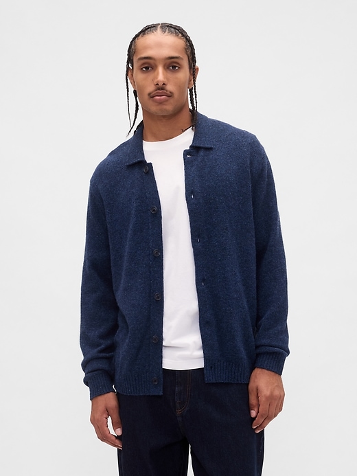 maglione cardigan in misto lana merino