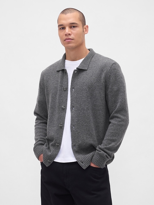 maglione cardigan in misto lana merino