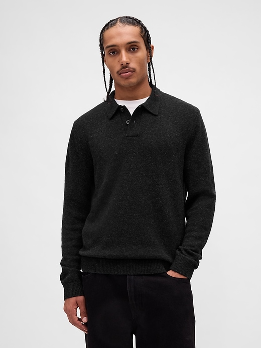 maglione polo in misto lana merino