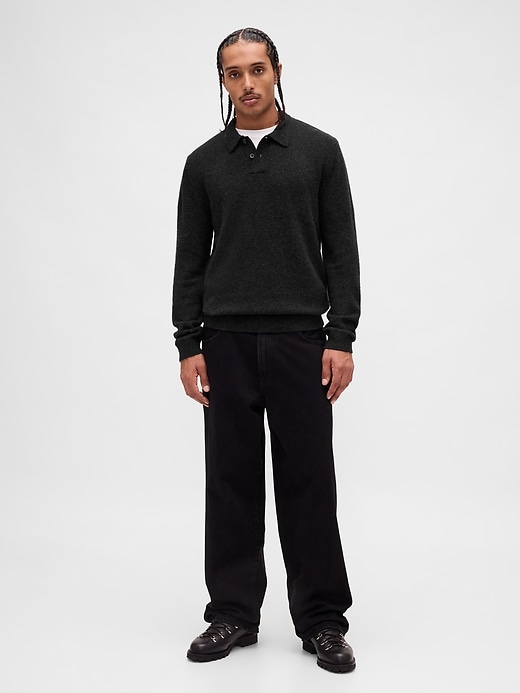 maglione polo in misto lana merino