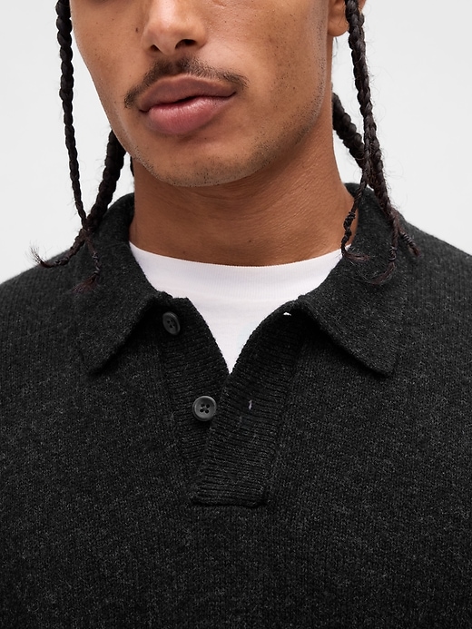 maglione polo in misto lana merino