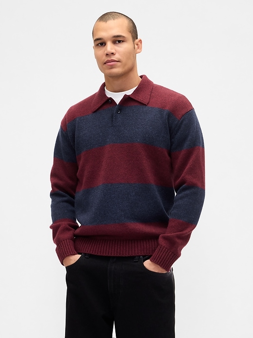 maglione polo rilassato a righe da rugby