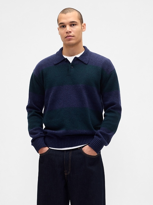 maglione polo rilassato a righe da rugby