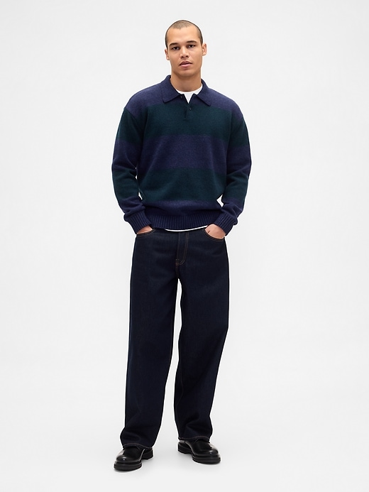 maglione polo rilassato a righe da rugby